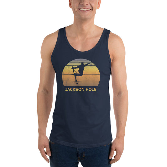 Cool Retro Jackson Hole Wyoming Skiing Ski Fan Unisex Tank Top