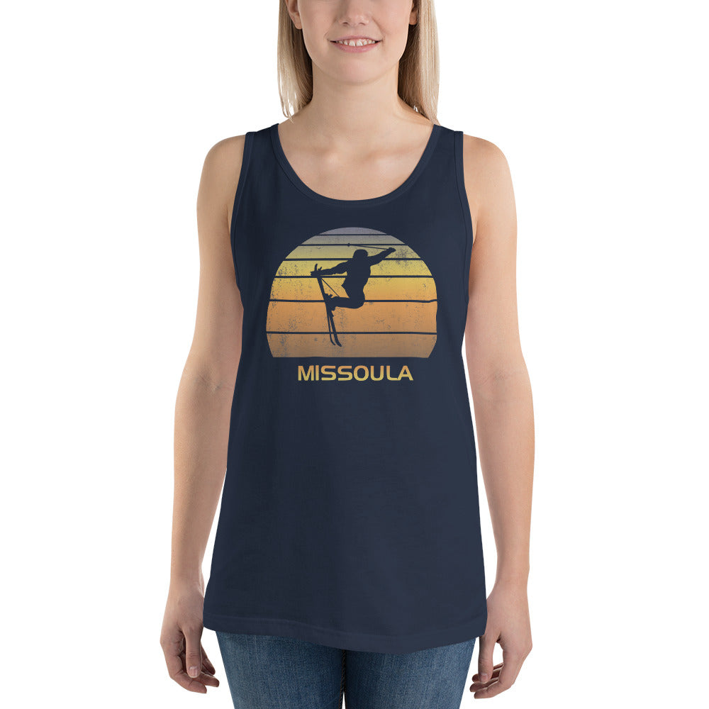 Cool Retro Missoula Montana Skiing Ski Fan Unisex Tank Top