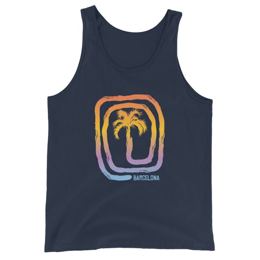 Cool Barcelona Spain Beach Palm Tree Vacation Souvenir Unisex Tank Top