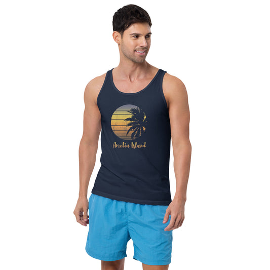 Retro Amelia Island Florida Beach Palm Tree Vacation Souvenir Unisex Tank Top