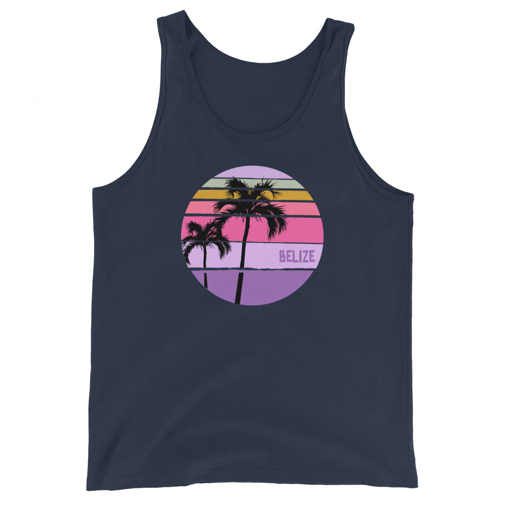 Cool Belize Palm Tree Artistic Vacation Souvenir Unisex Tank Top
