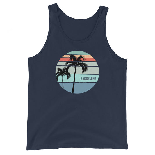 Cool Barcelona Spain Palm Tree Vacation Souvenir Unisex Tank Top