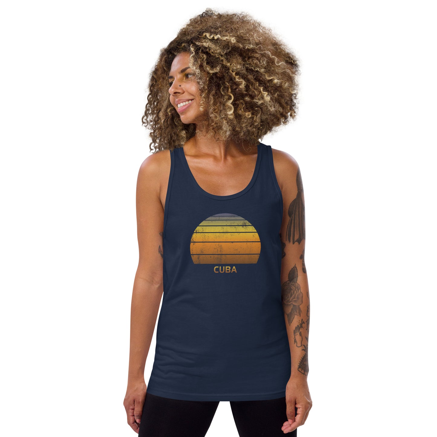 Retro Cuba  Sunset  Vacation Souvenir   Vintage Sunrise Unisex Tank Top