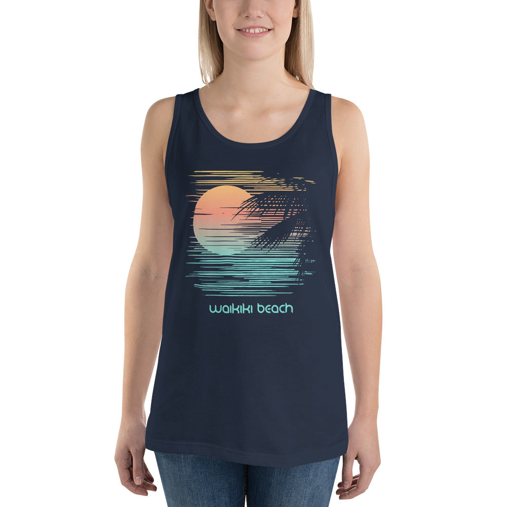 Waikiki Beach Oahu Hawaii Vacation Artistic Souvenir Unisex Tank Top