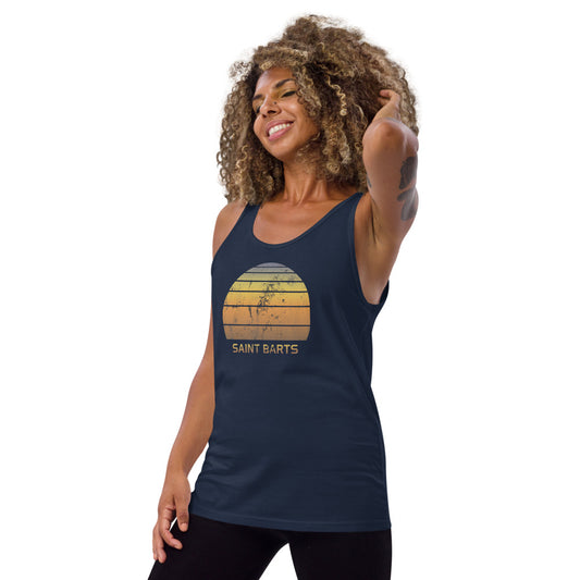 Retro Saint Barts Beach Vacation Souvenir Unisex Tank Top