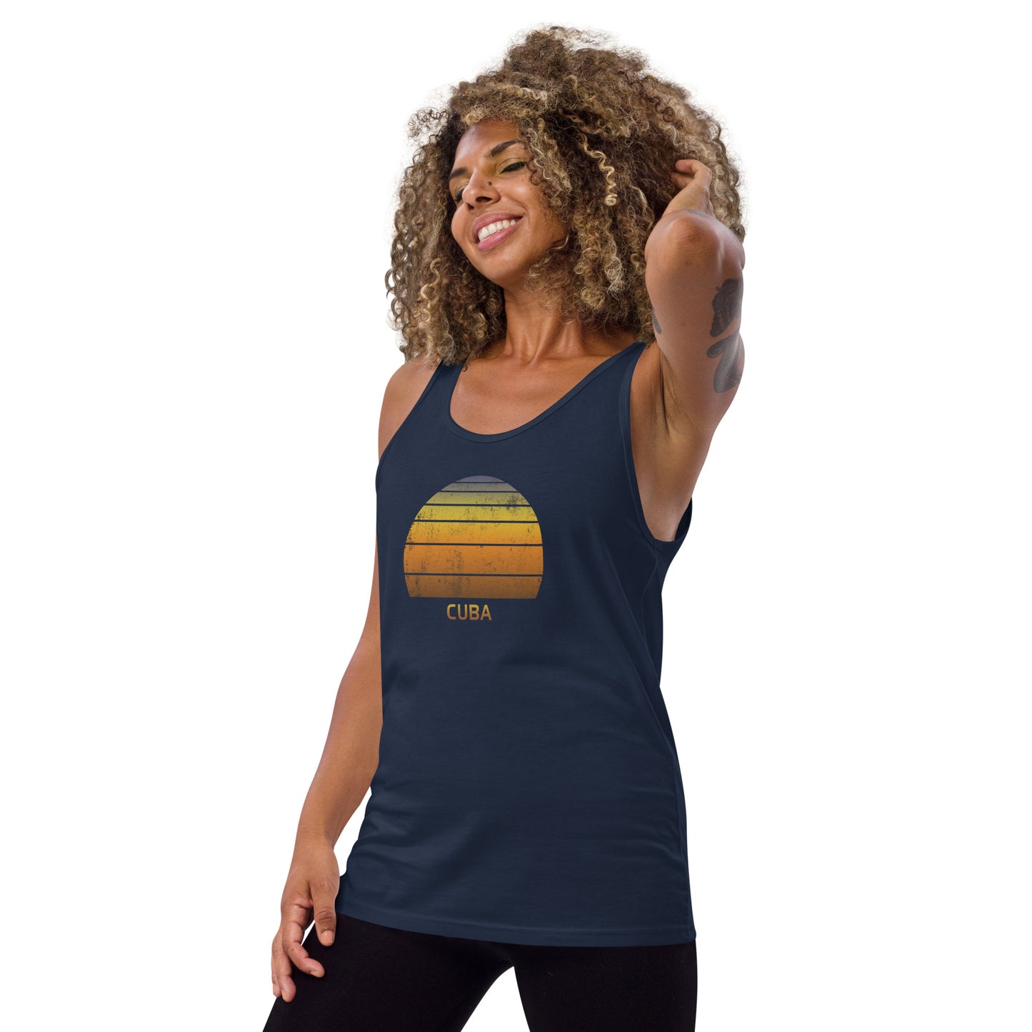 Retro Cuba  Sunset  Vacation Souvenir   Vintage Sunrise Unisex Tank Top