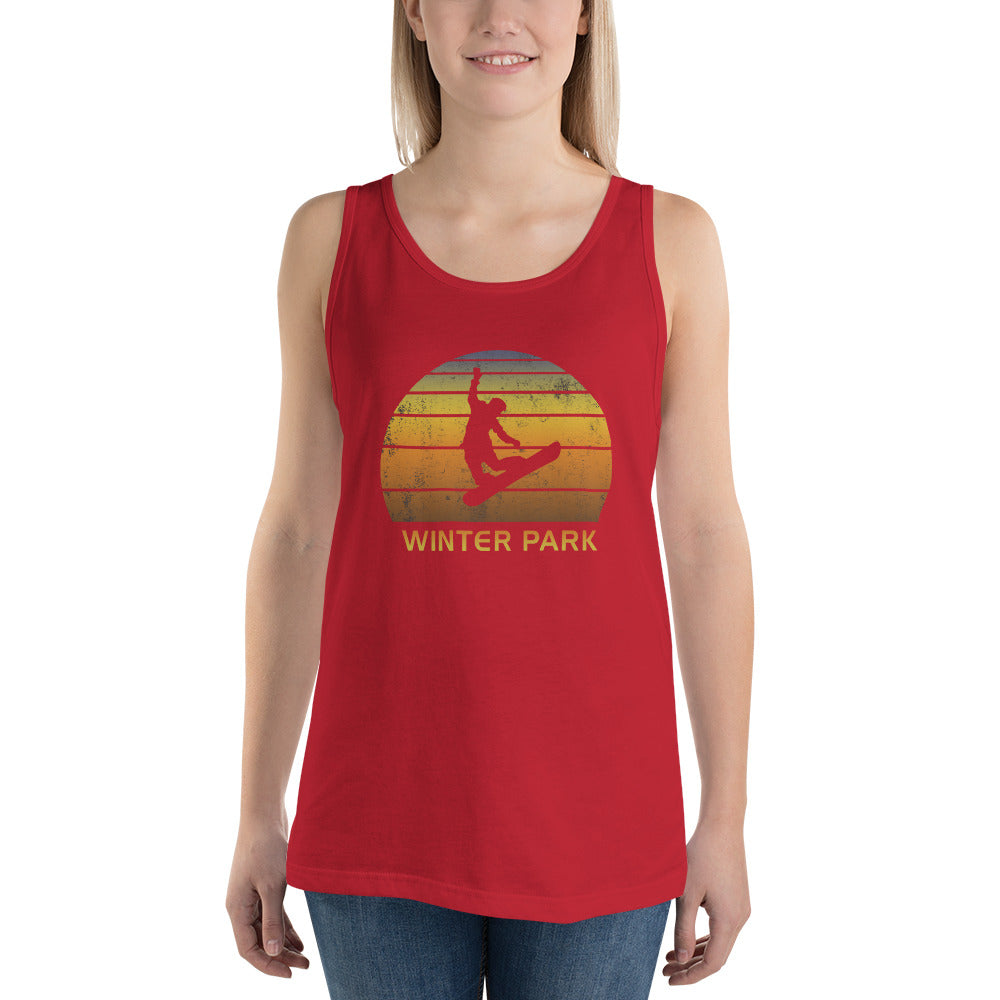 Retro Winter Park Colorado Snowboarding Fan Unisex Tank Top