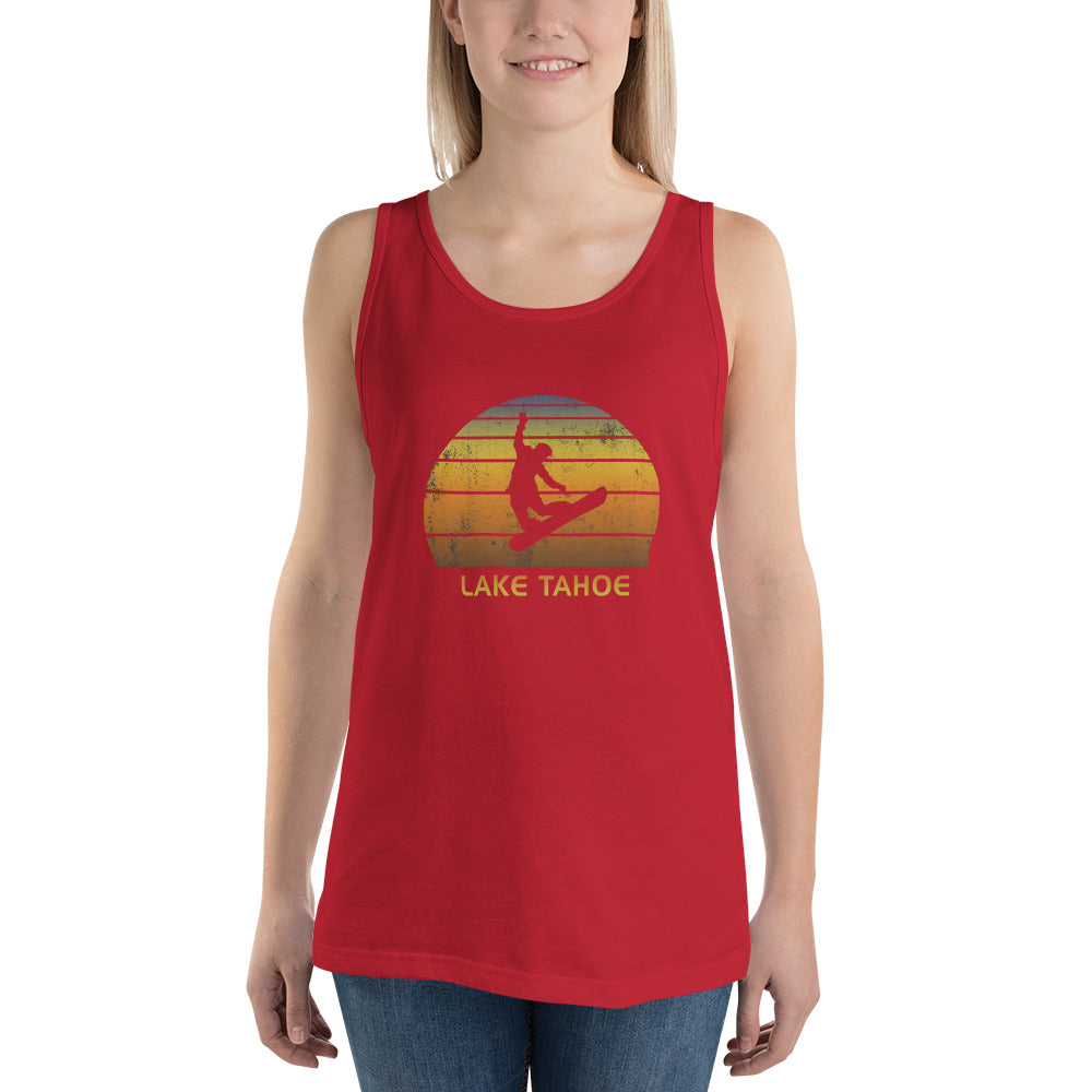 Retro Lake Tahoe California Snowboarding Fan Unisex Tank Top