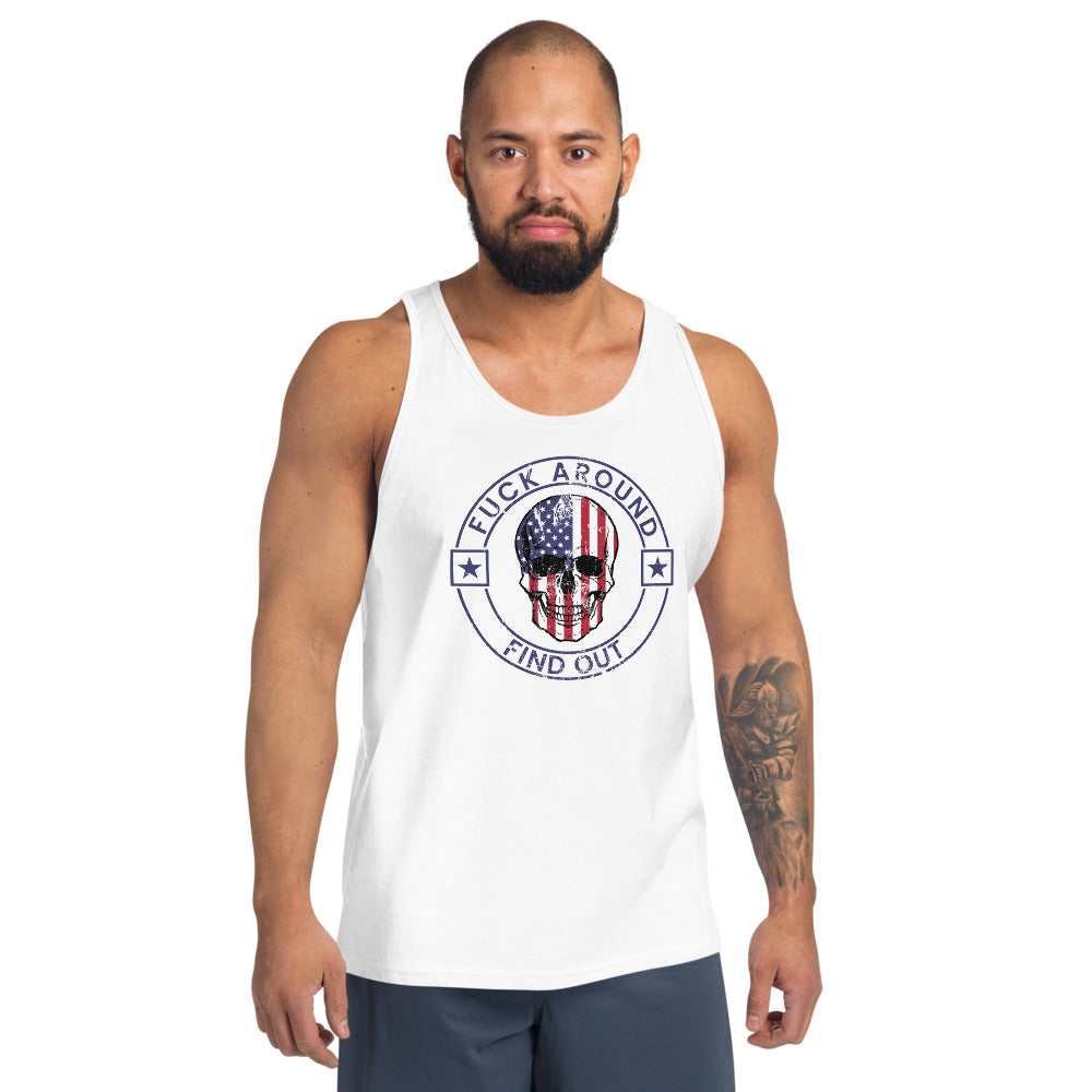 Funny Fuck Around & Find Out FAFO Vulgar Quote 4th Of July USA Flag  Unisex Tank Top