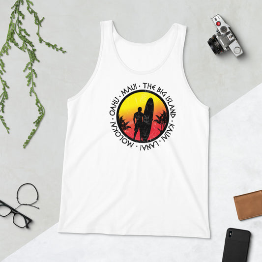 Cool Hawaii Surf Fan Surfing Lover Beach Unisex Tank Top