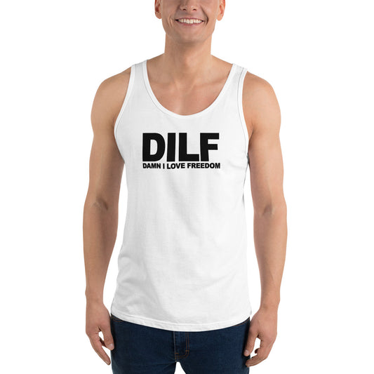 Funny DILF Military Service Freedom  4th Of July USA Joke  Unisex Tank Top