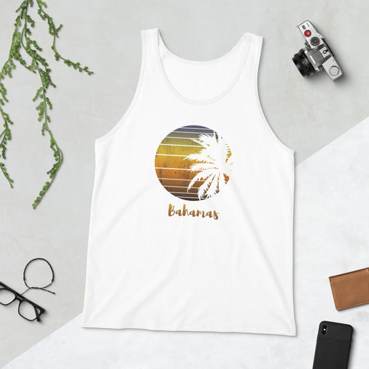 Retro Bahamas  Beach Palm Tree Vacation Souvenir Unisex Tank Top