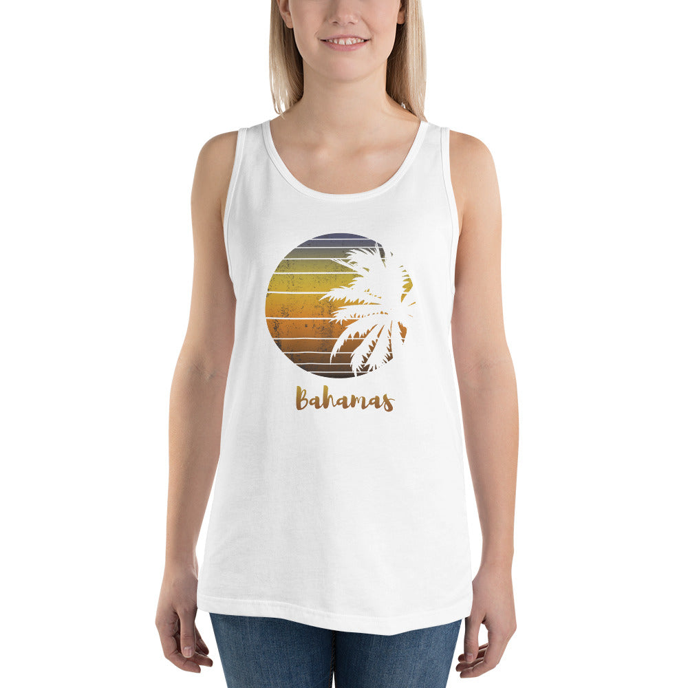 Retro Bahamas  Beach Palm Tree Vacation Souvenir Unisex Tank Top