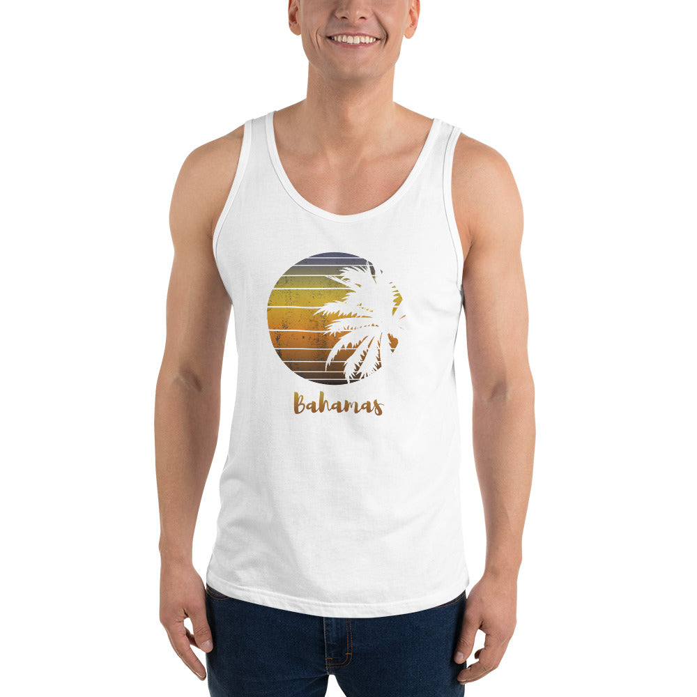 Retro Bahamas  Beach Palm Tree Vacation Souvenir Unisex Tank Top