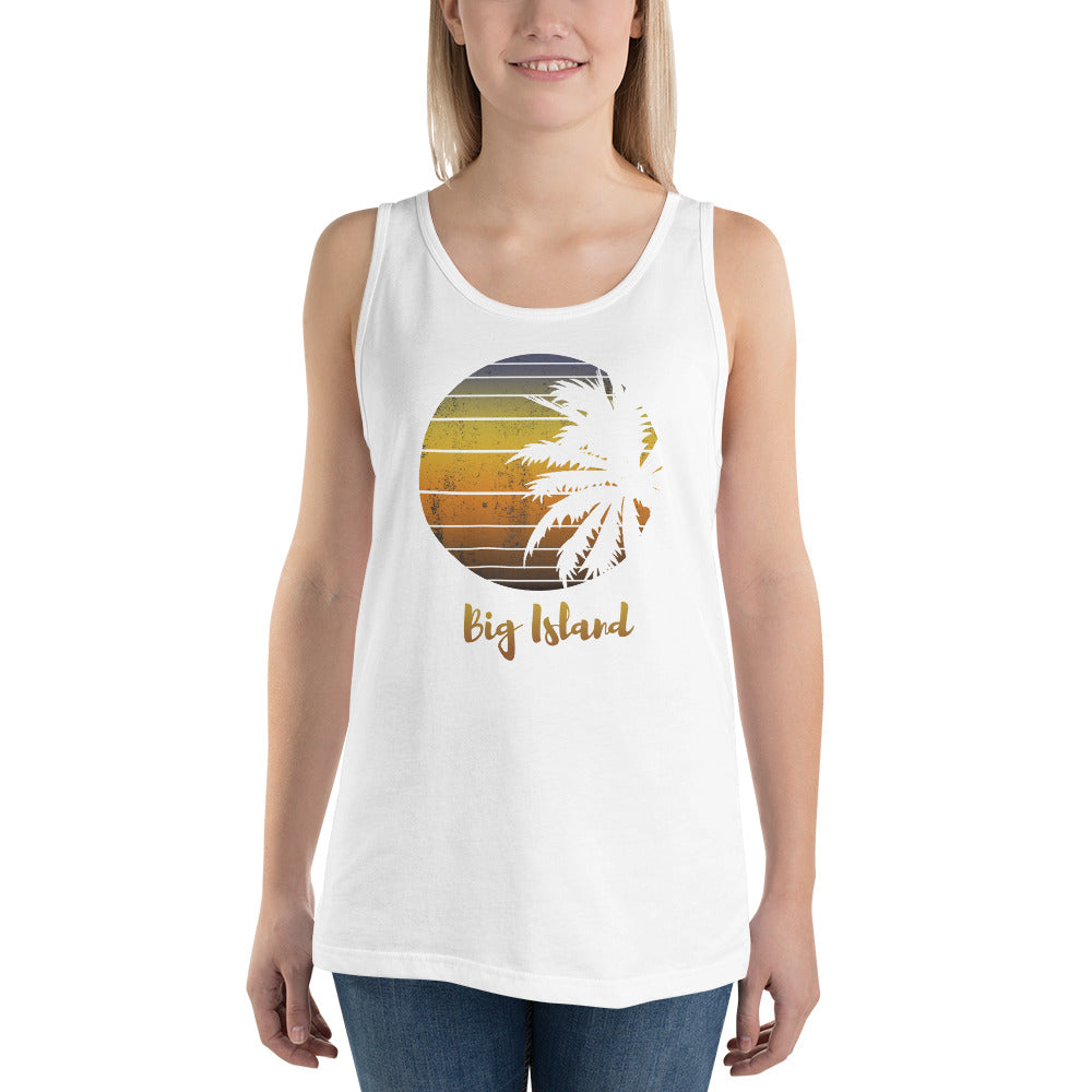 Retro Big Island Hawaii Beach Palm Tree Vacation Souvenir Unisex Tank Top