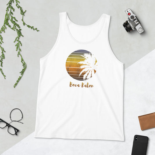 Retro Boca Raton Florida Beach Palm Tree Vacation Souvenir Unisex Tank Top