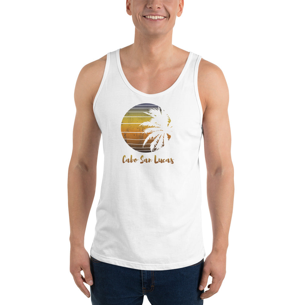 Retro Cabo San Lucas Mexico Beach Family Vacation Souvenir Palm Tree Unisex Tank Top