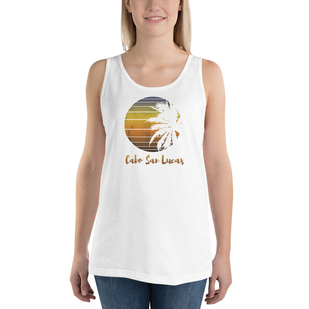 Retro Cabo San Lucas Mexico Beach Family Vacation Souvenir Palm Tree Unisex Tank Top