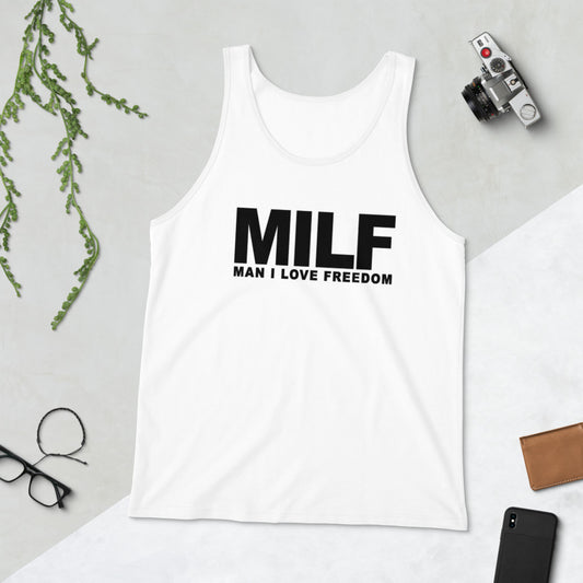 Funny MILF Military Service Freedom Joke Unisex Tank Top
