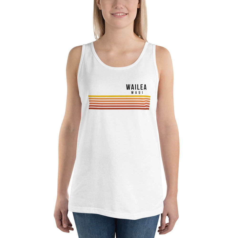 Retro Wailea Maui Hawaii Vacation Stripes Unisex Tank Top