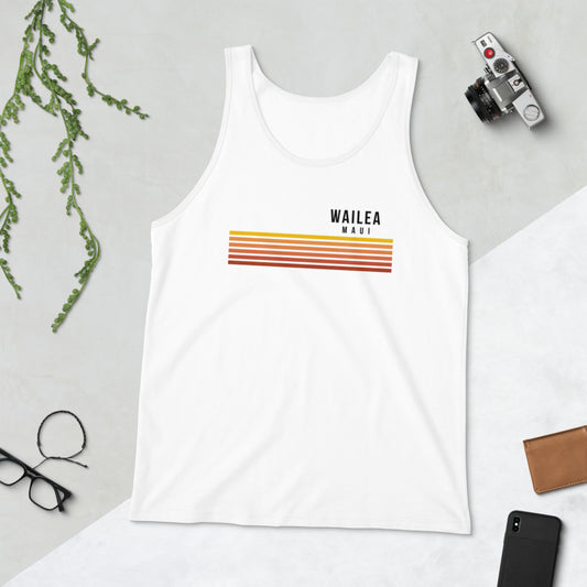 Retro Wailea Maui Hawaii Vacation Stripes Unisex Tank Top