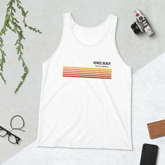 Retro Venice Beach California Vacation Stripes Unisex Tank Top