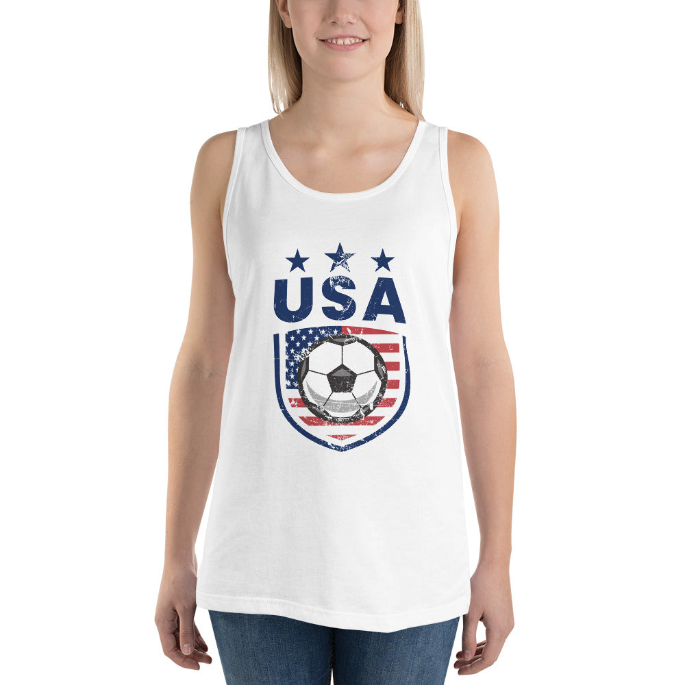 -Retro USA Soccer Team Football Fan Country American Flag Unisex Tank Top