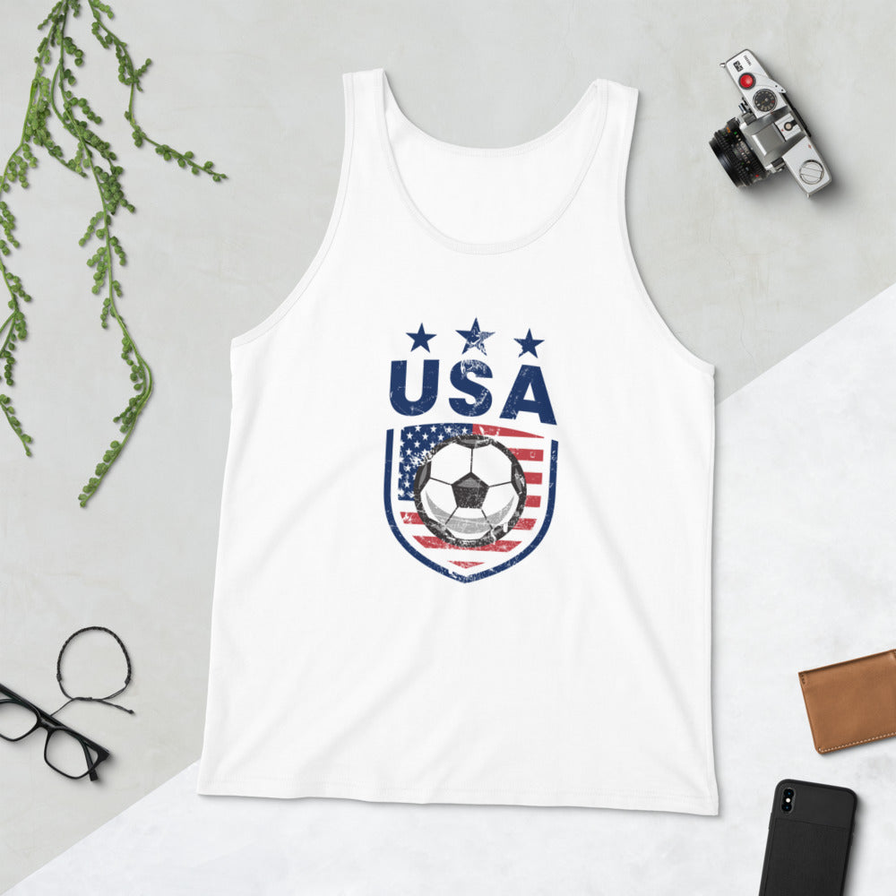 -Retro USA Soccer Team Football Fan Country American Flag Unisex Tank Top