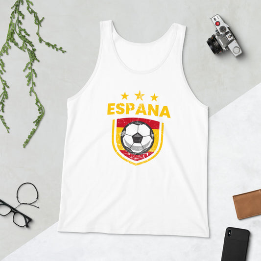 Retro Spain Soccer Team Football Fan Country Espana Spanish Flag Unisex Tank Top