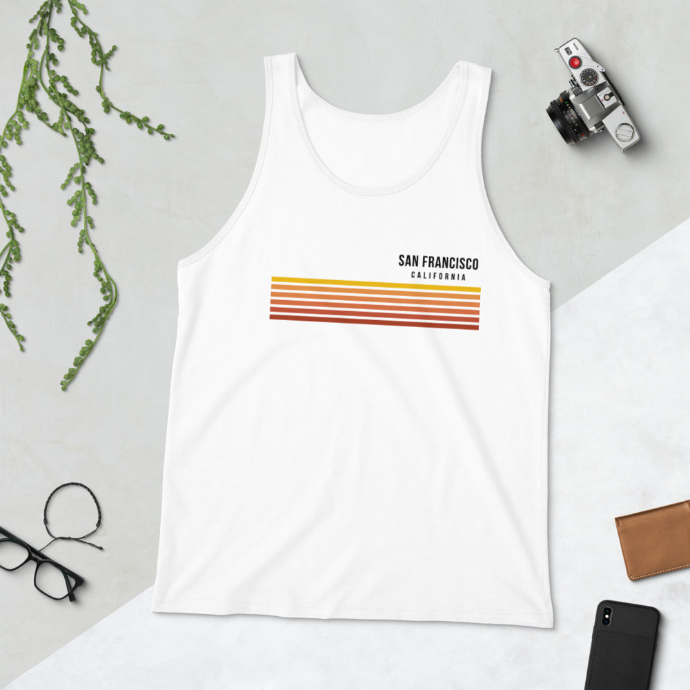 Retro San Francisco California Vacation Stripes Unisex Tank Top