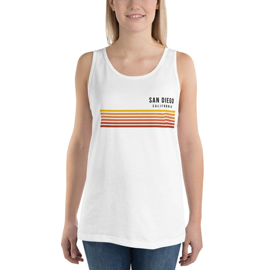 Retro San Diego California Vacation Stripes Unisex Tank Top