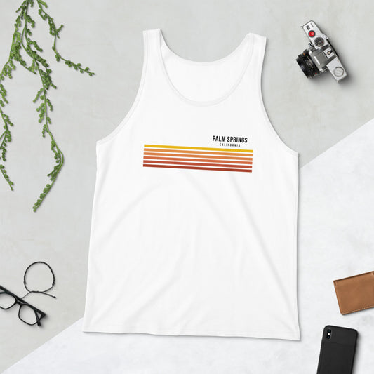 Retro Palm Springs California Vacation Stripes Unisex Tank Top