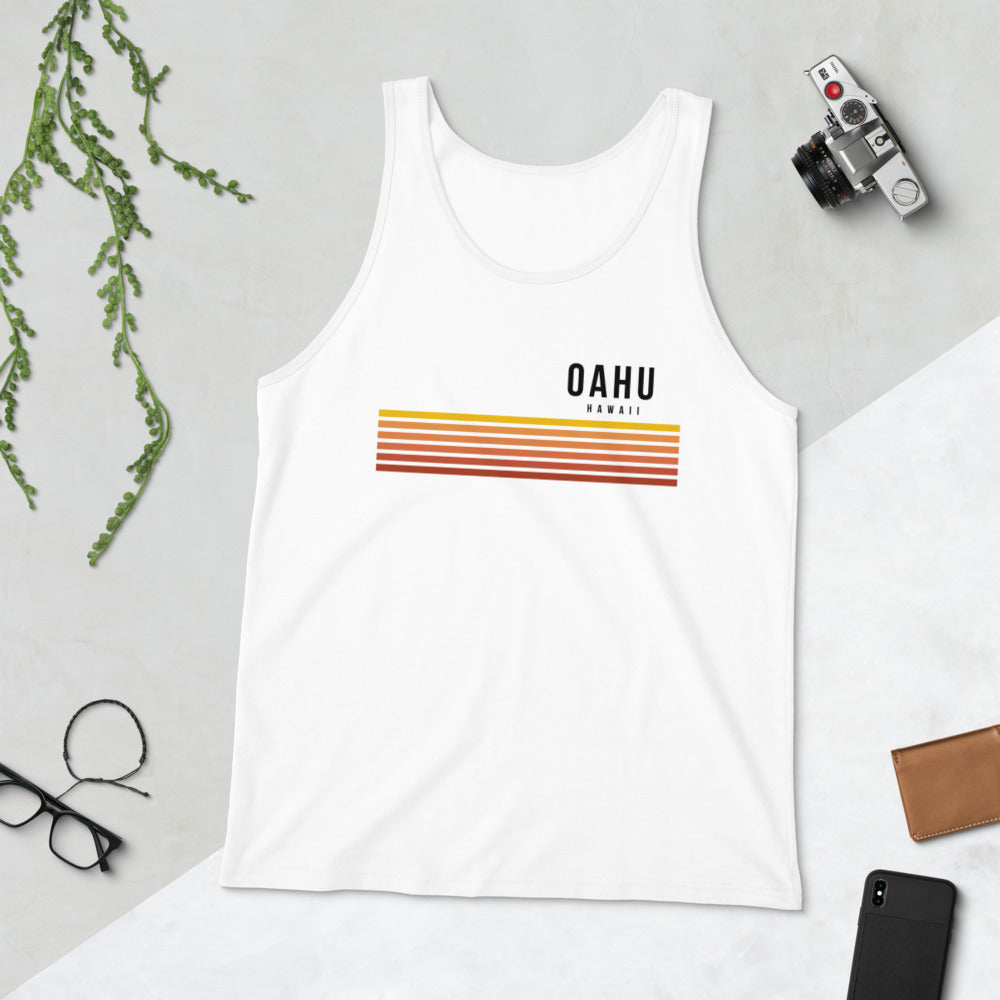 Retro Oahu Hawaii Vacation Stripes Unisex Tank Top