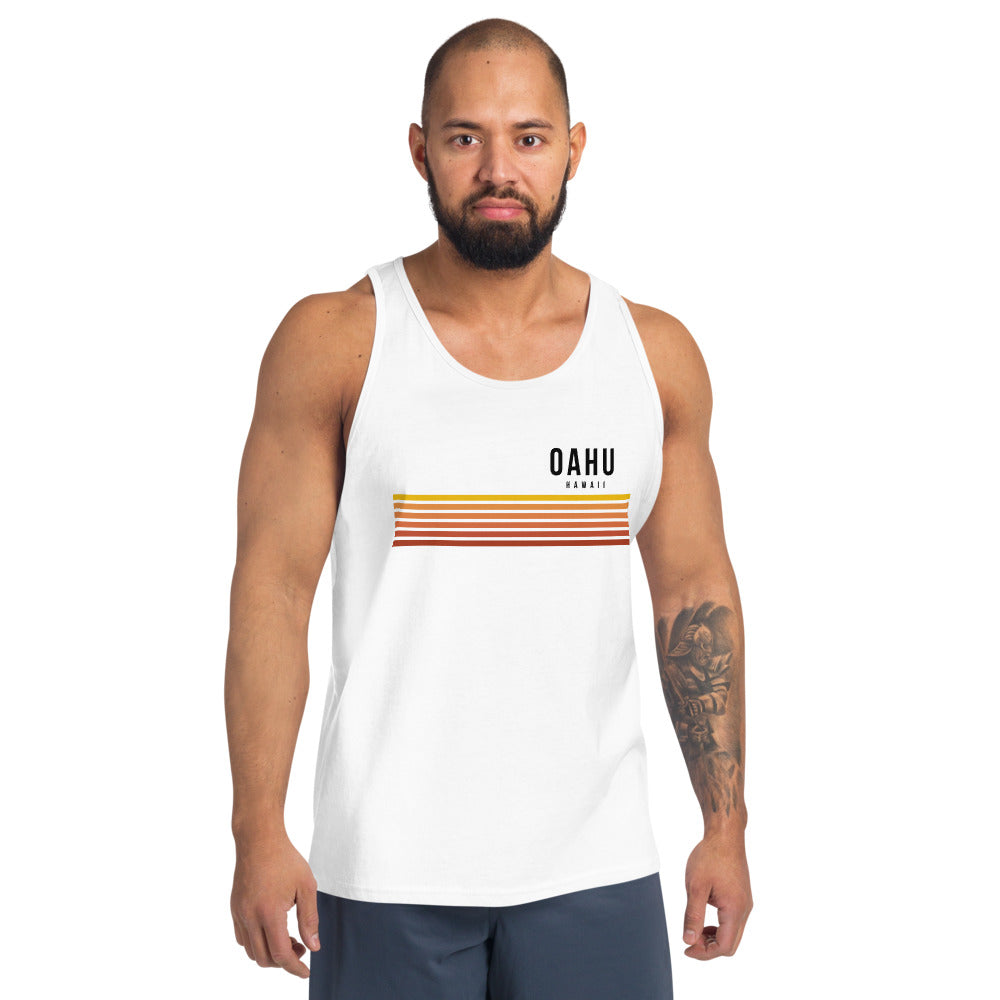 Retro Oahu Hawaii Vacation Stripes Unisex Tank Top