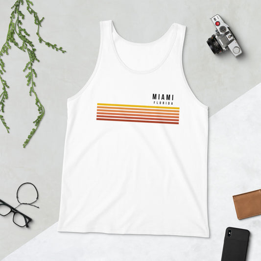 Retro Miami Florida Vacation Stripes Unisex Tank Top