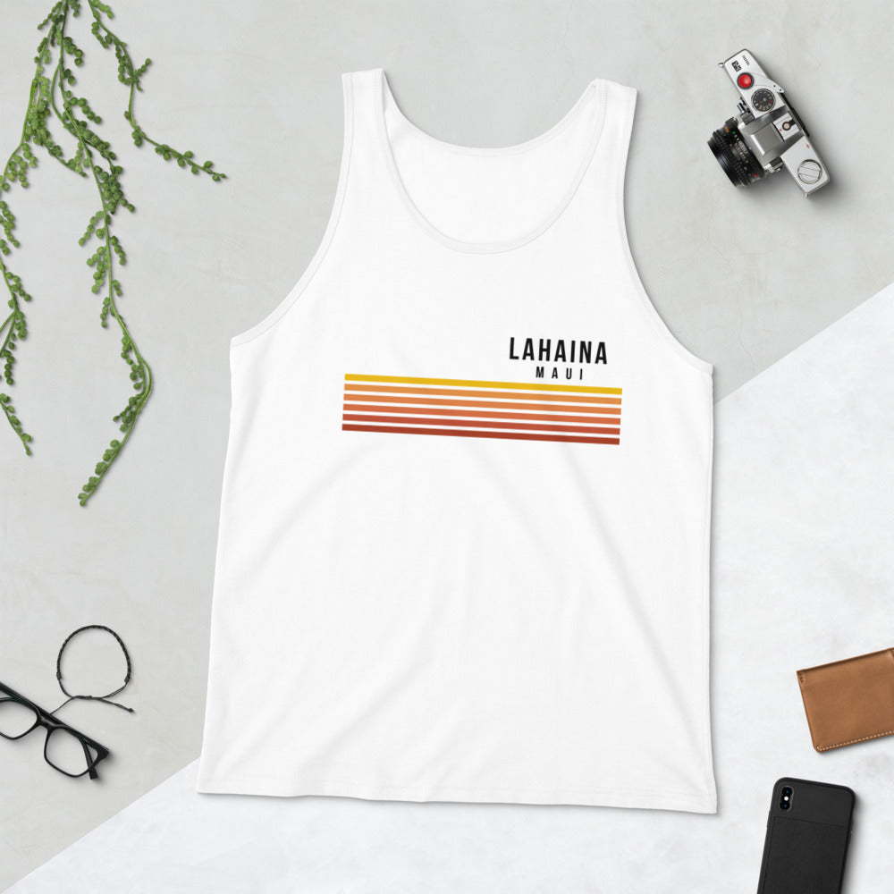 Retro Lahaina Maui Hawaii Vacation Stripes Unisex Tank Top