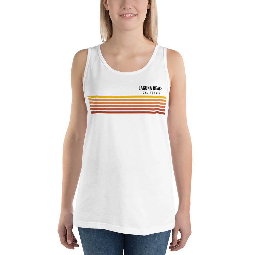 Retro Laguna Beach California Vacation Stripes Unisex Tank Top