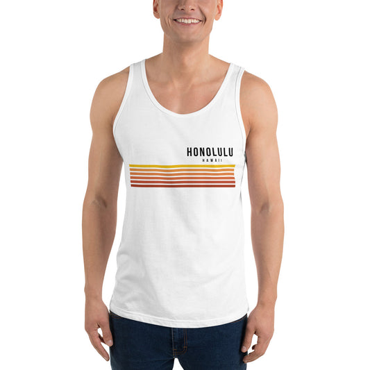 Retro Honolulu Oahu Hawaii Vacation Stripes Unisex Tank Top