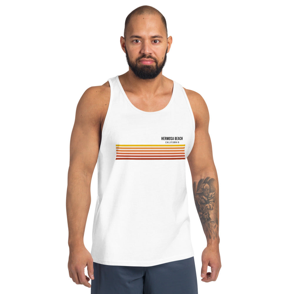 Retro Hermosa Beach California Vacation Stripes Unisex Tank Top