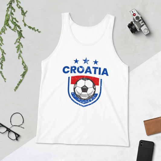 Retro Croatia Soccer Team Football Fan Country Croatian Flag Unisex Tank Top