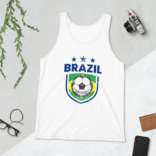 Retro Brazil Soccer Team Football Fan Country Brasil Brazilian Flag Unisex Tank Top