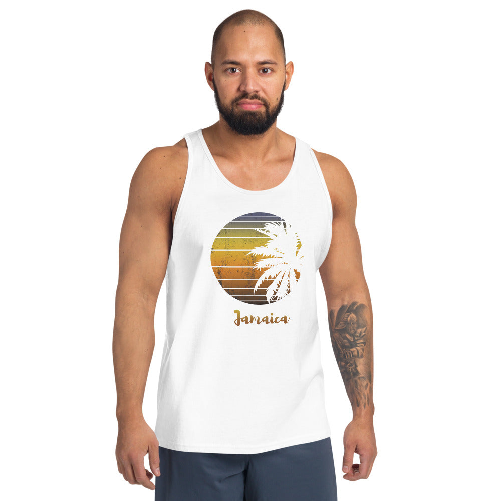 Retro Jamaica  Beach Palm Tree Vacation Souvenir Unisex Tank Top