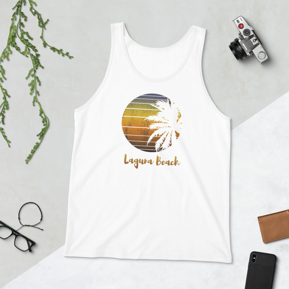 Retro Laguna Beach California Vacation Souvenir Palm Tree Unisex Tank Top