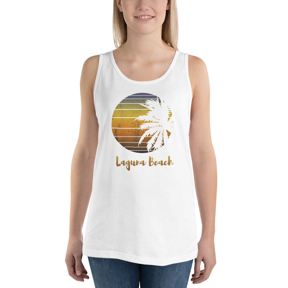 Retro Laguna Beach California Vacation Souvenir Palm Tree Unisex Tank Top