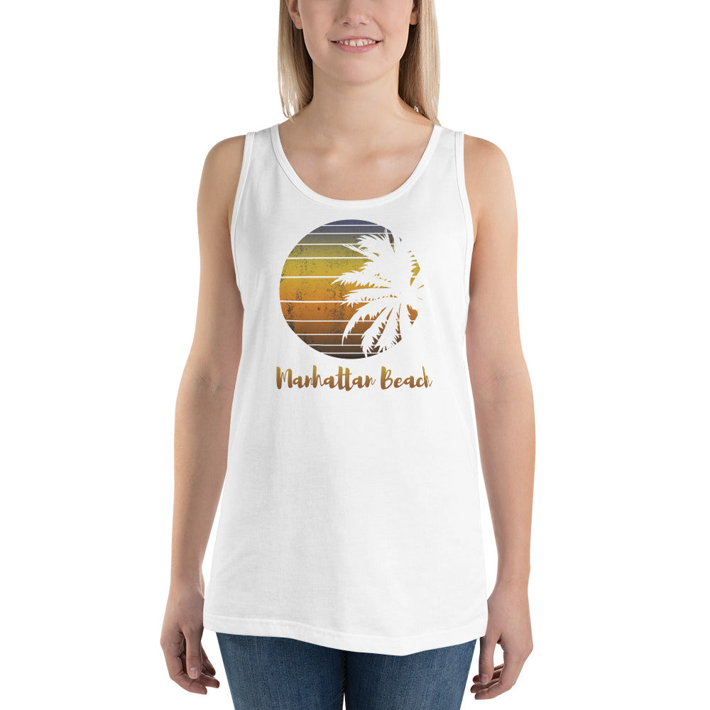 Retro Manhattan Beach California Cool Vacation Souvenir Palm Tree Unisex Tank Top