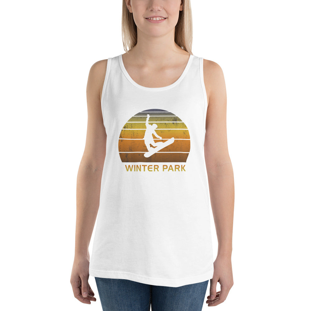 Retro Winter Park Colorado Snowboarding Fan Unisex Tank Top