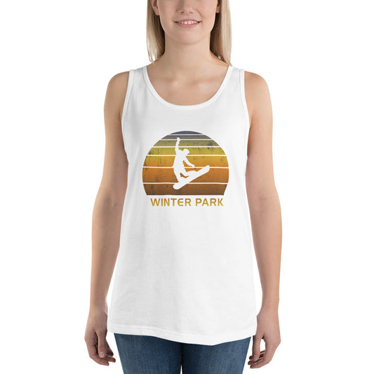 Retro Winter Park Colorado Snowboarding Fan Unisex Tank Top