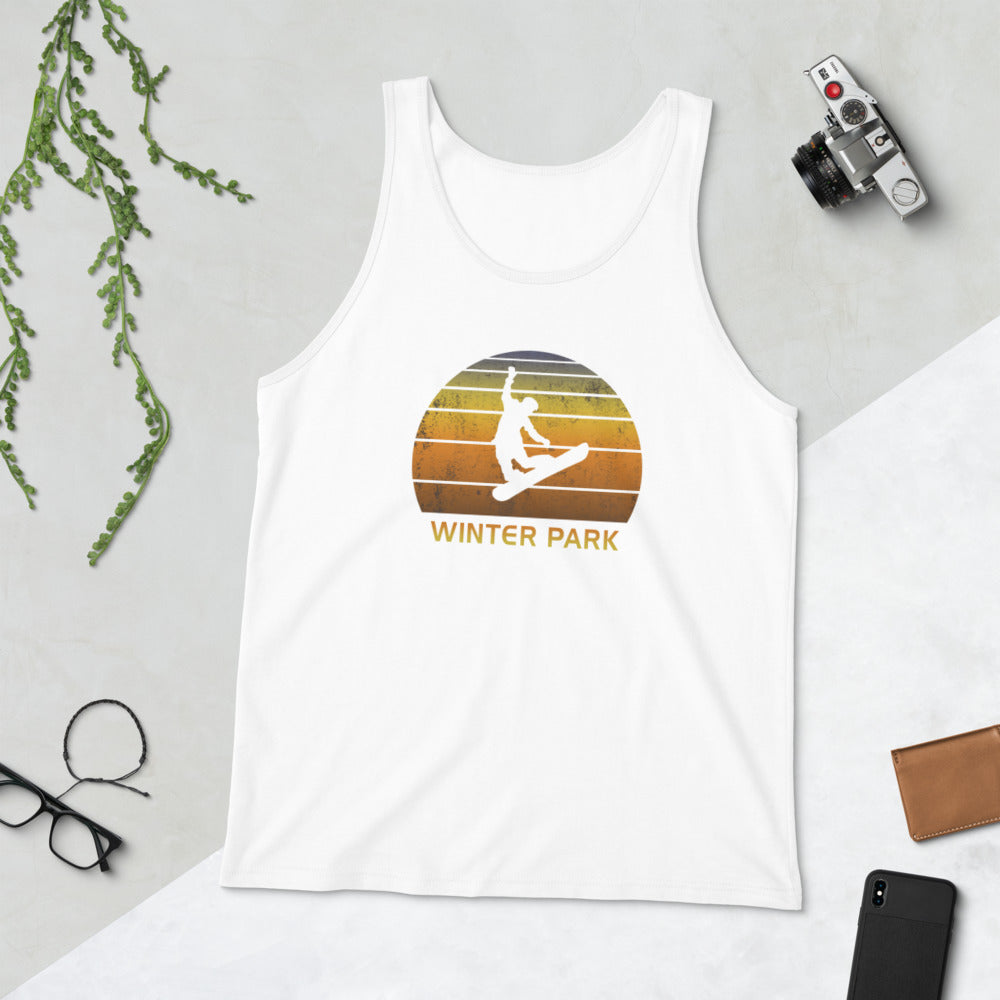 Retro Winter Park Colorado Snowboarding Fan Unisex Tank Top