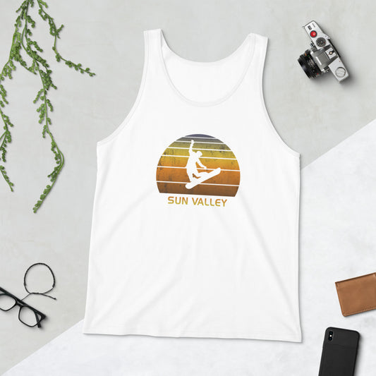 Retro Sun Valley Idaho Snowboarding Fan Unisex Tank Top