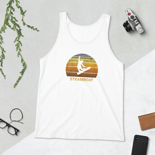 Retro Steamboat Colorado Snowboarding Fan Unisex Tank Top